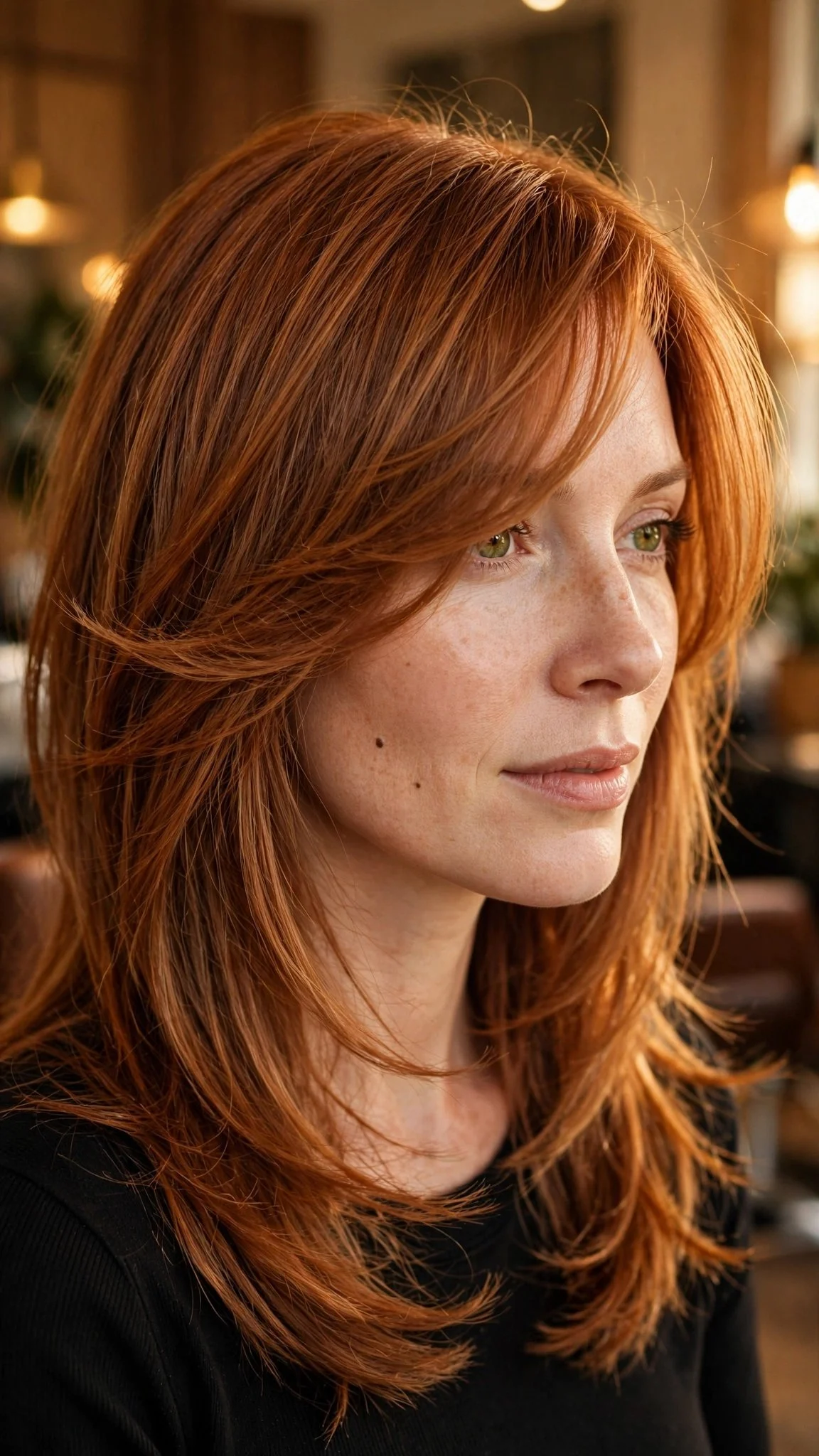 Long Side Bangs with Layered Ends