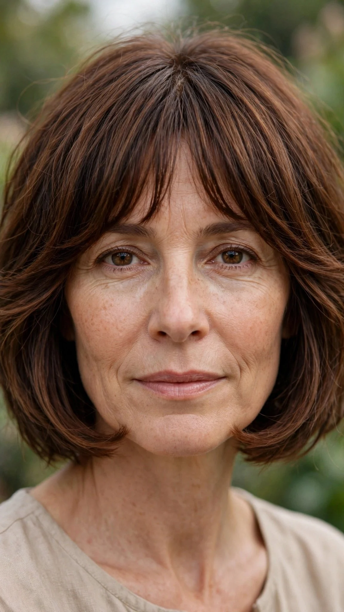 Chin-Grazing Choppy Bob With Bottleneck Bangs