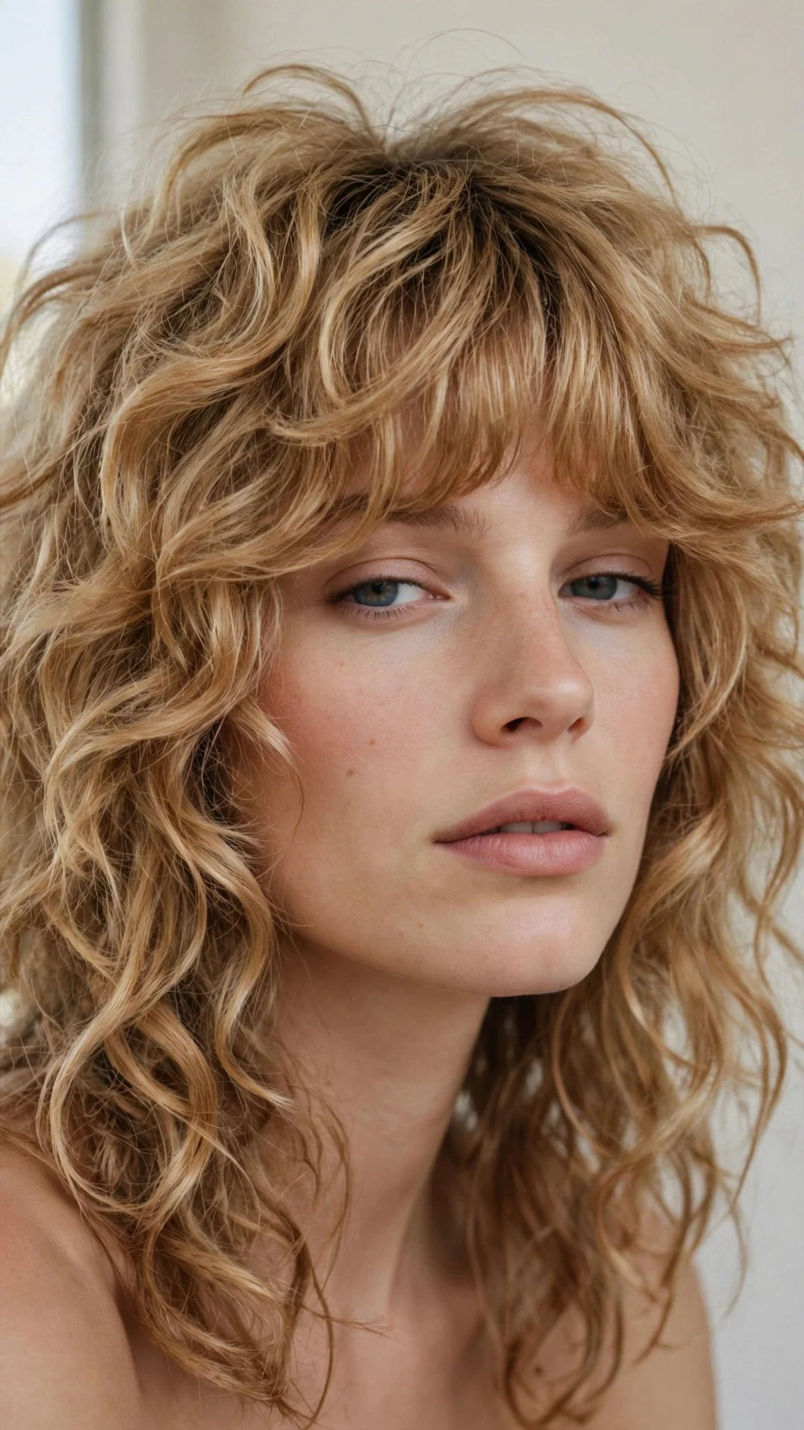 Curly shag with Bardot bangs