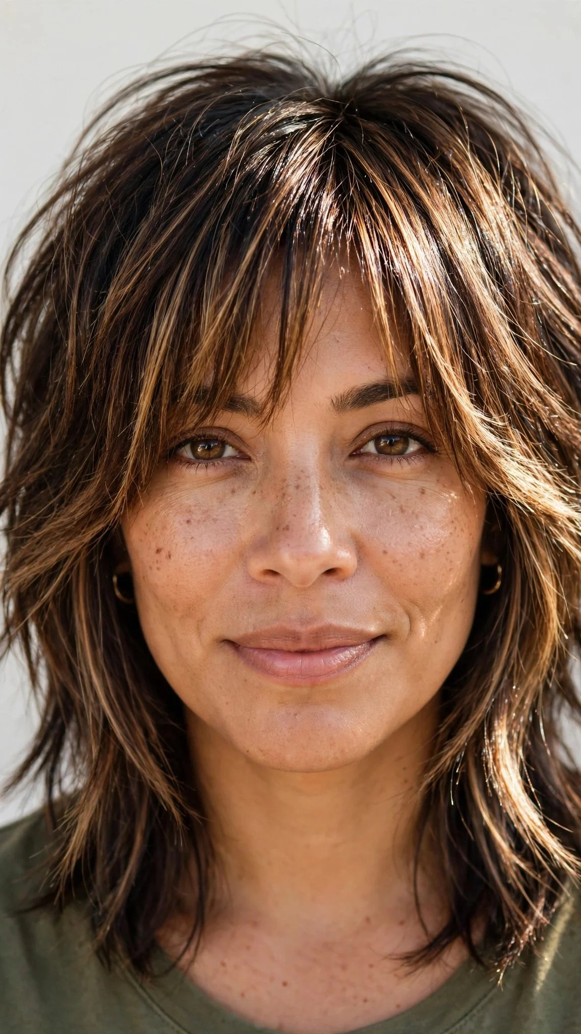 Mid-Length Shag with Highlighted Bangs
