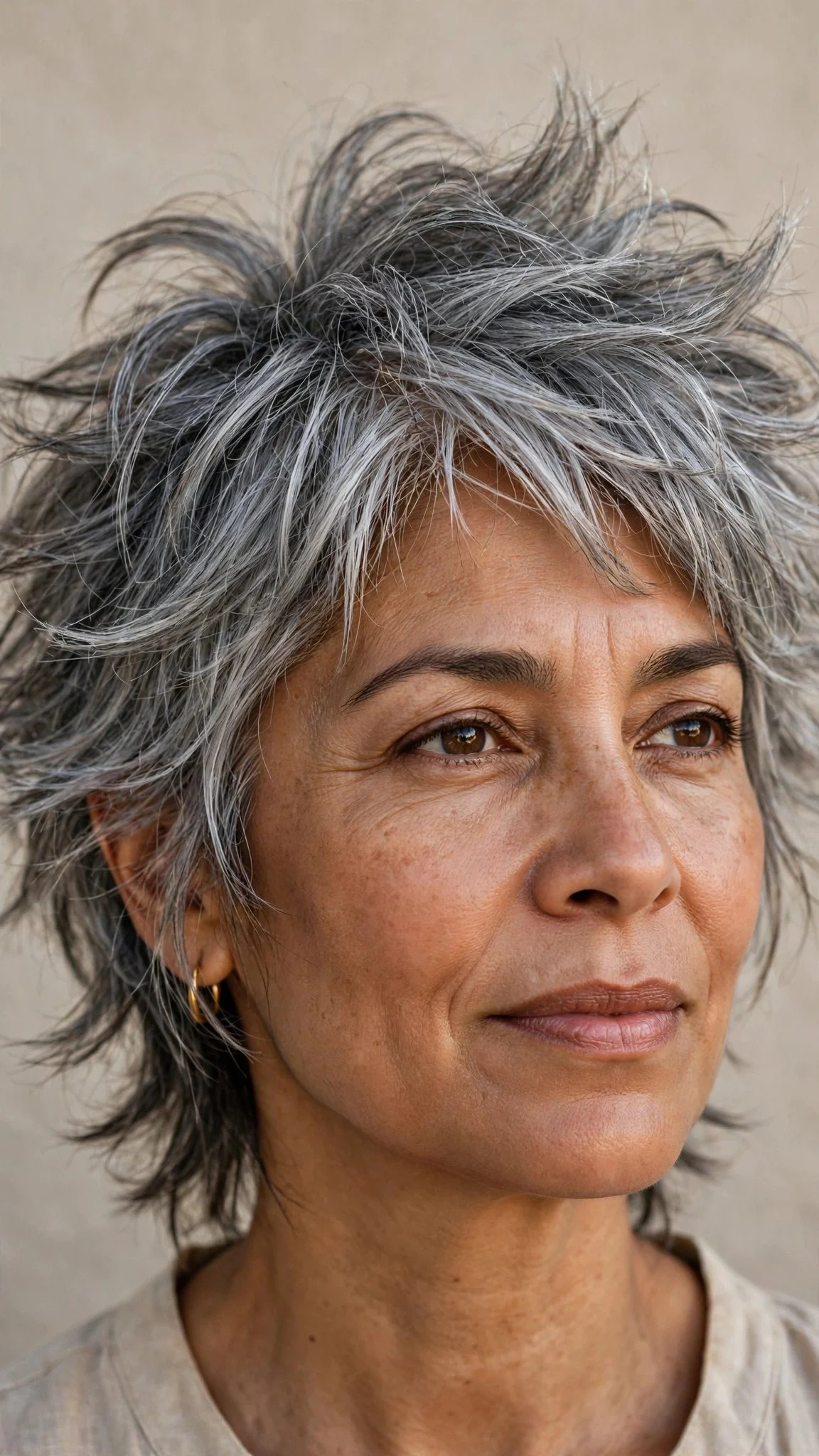 Gray Tousled Pixie Shag