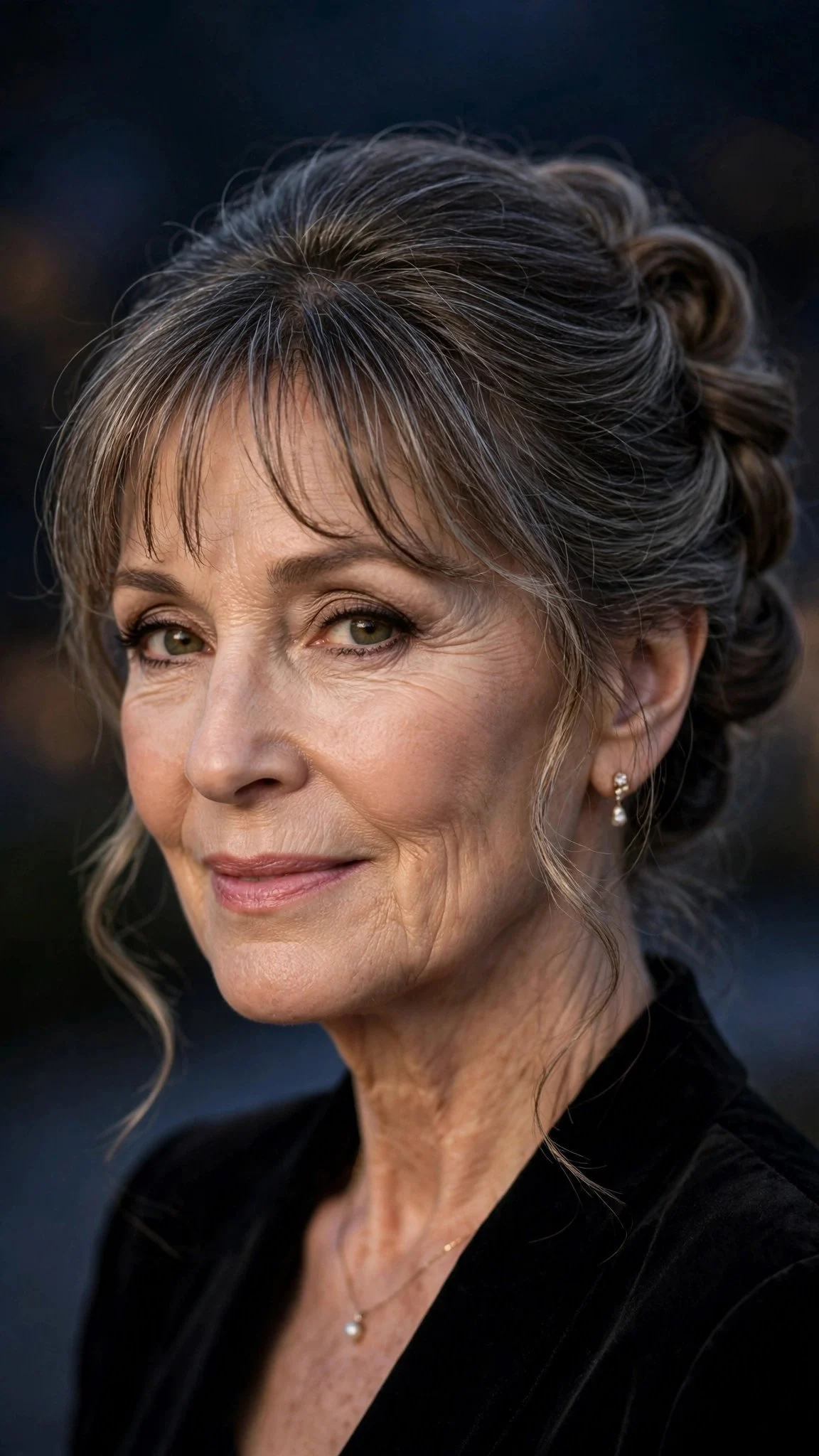 Elegant Updo With Soft Bangs