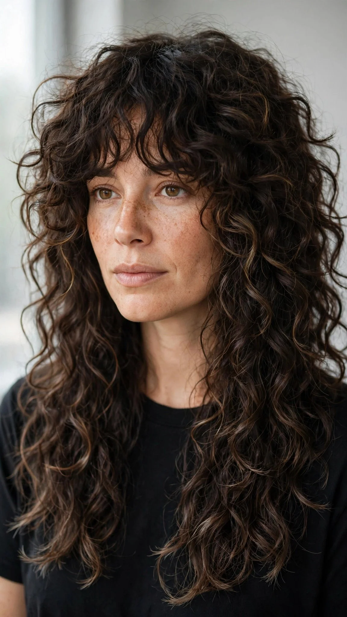 Layered Shag For Thick Curls