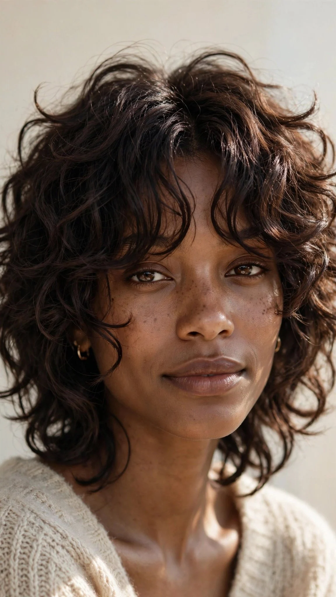 Curly shag with curly curtain bangs