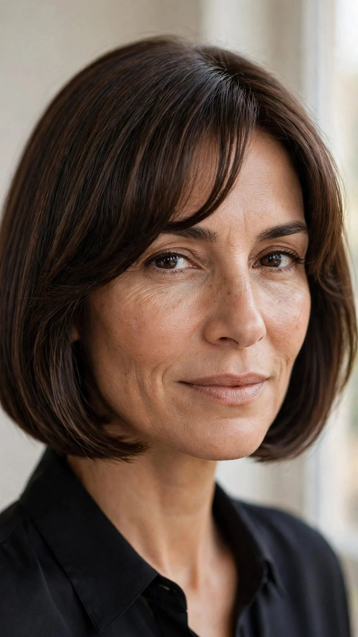 Polished Bob With Arched Fringe
