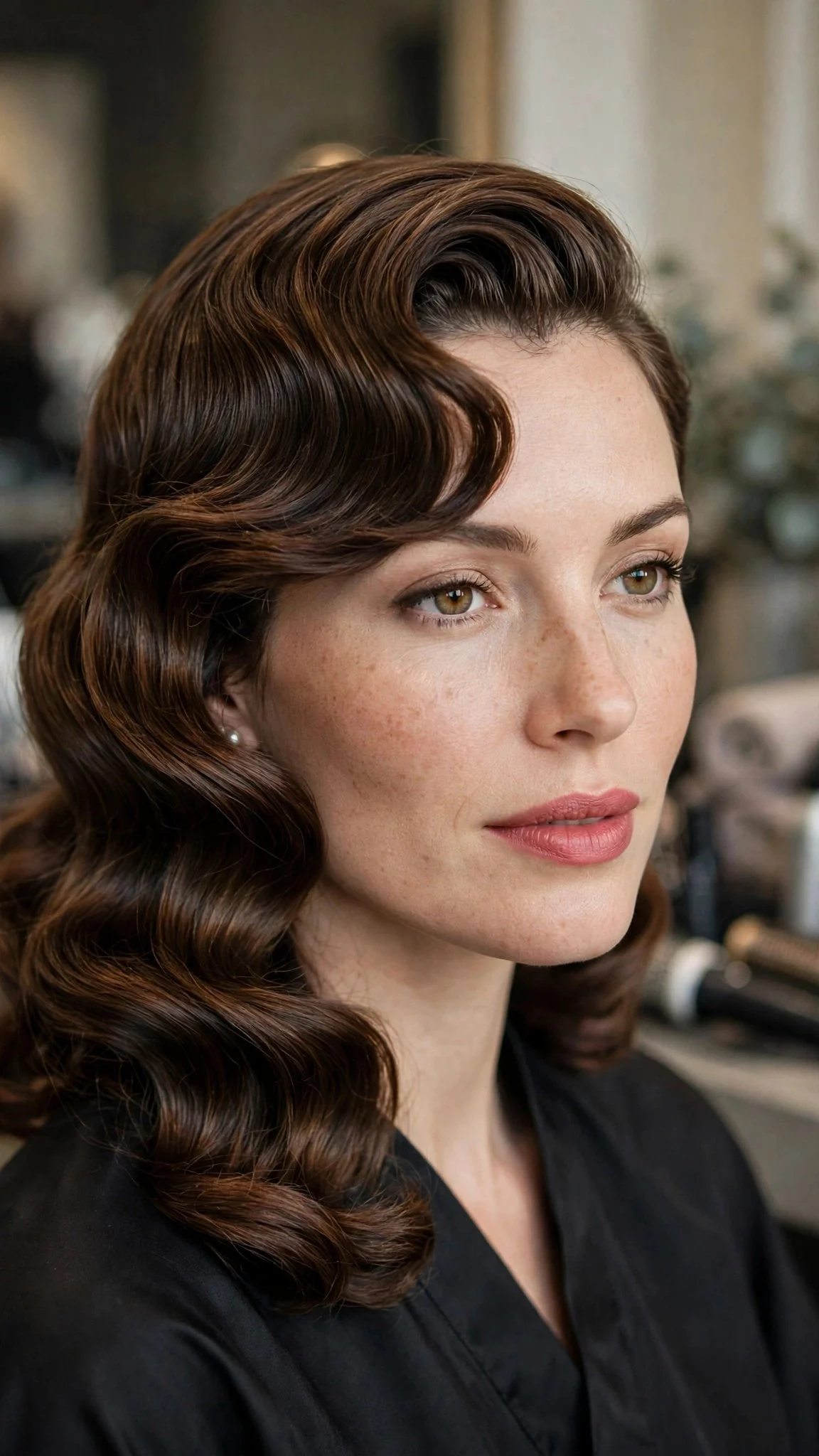 Curtain Bangs with Soft Vintage Curls
