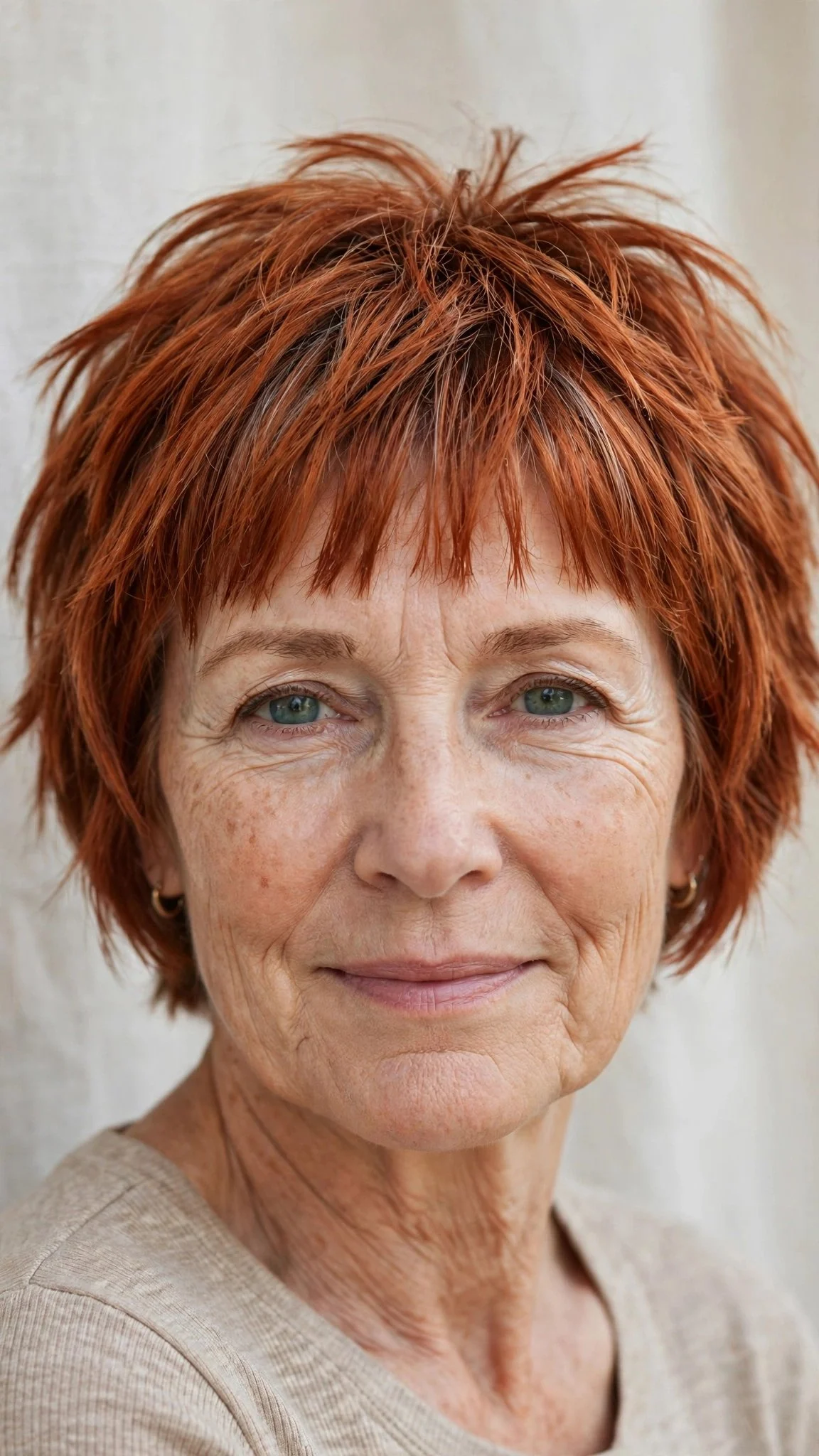 Short layered bob with choppy bangs