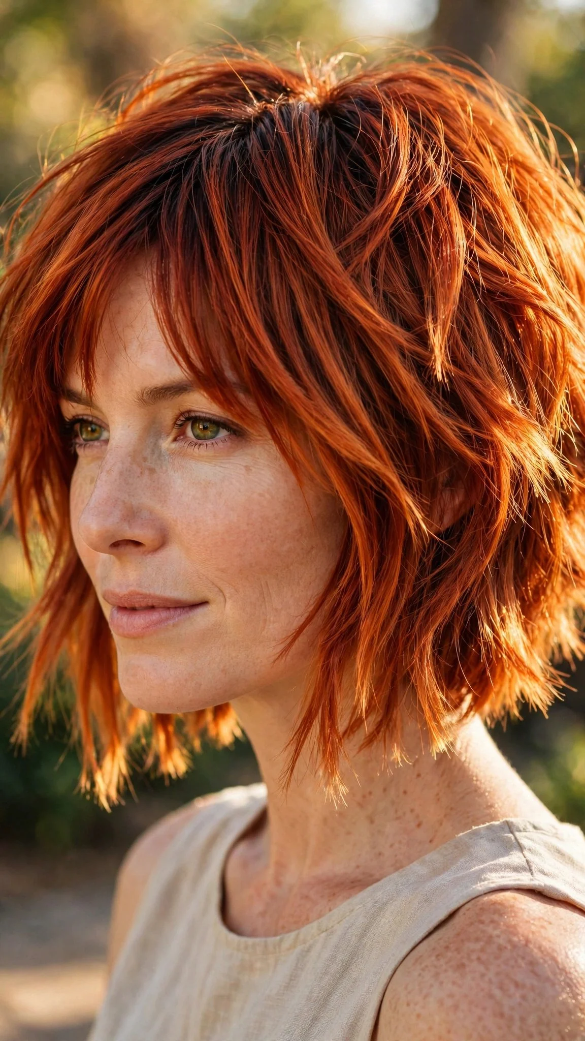 Copper Red Inverted Choppy Bob