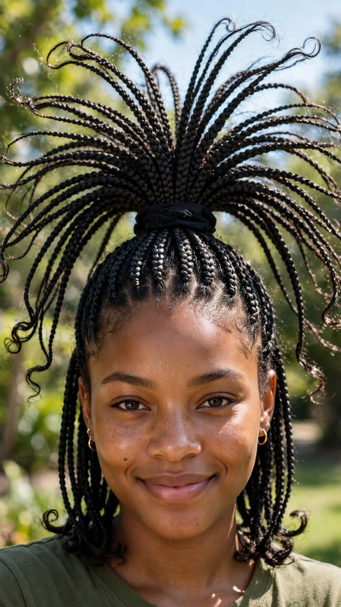 Bob Braids in a High Ponytail