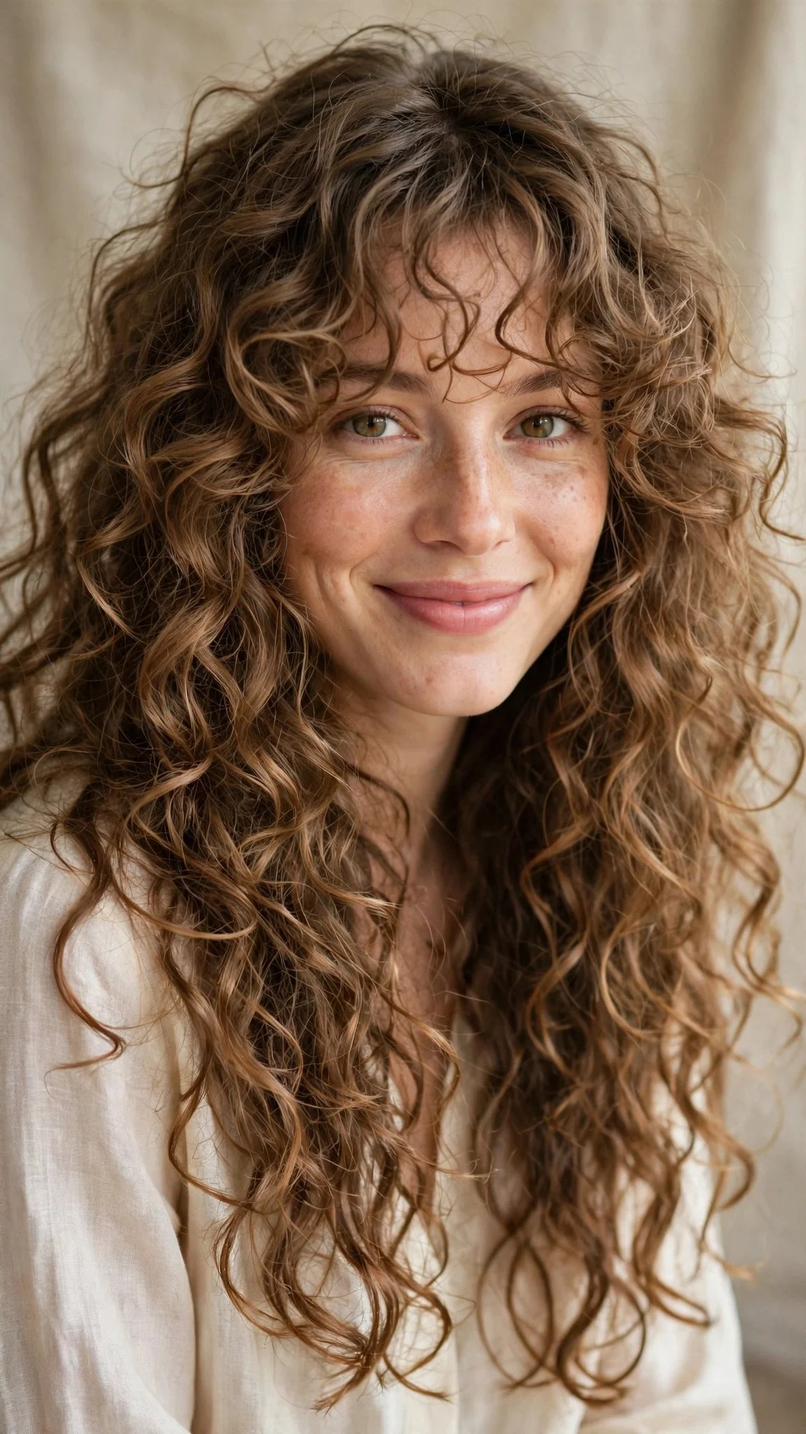 Long Layers With Wispy Curly Fringe