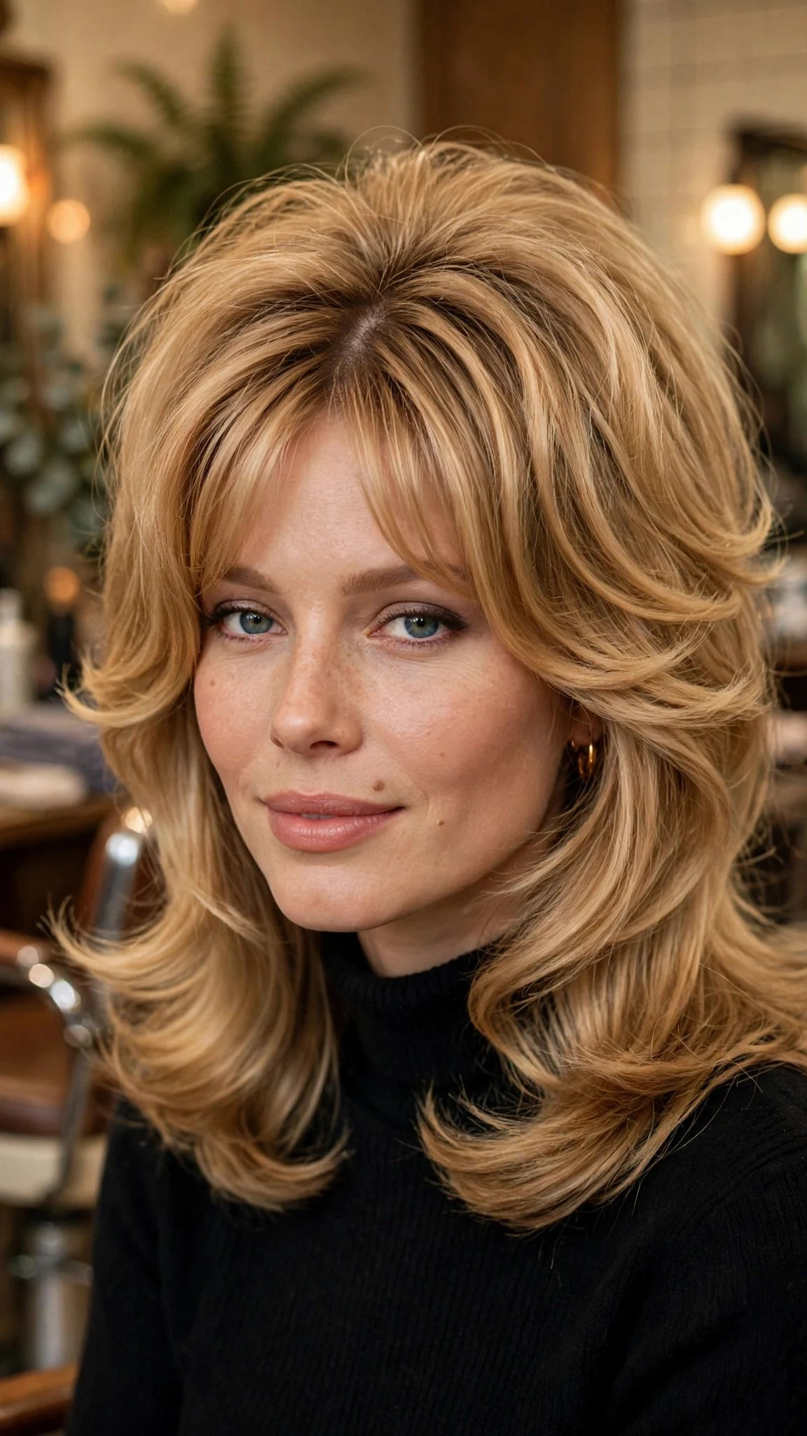 Bardot-Inspired Bangs with Mid-Length Layers