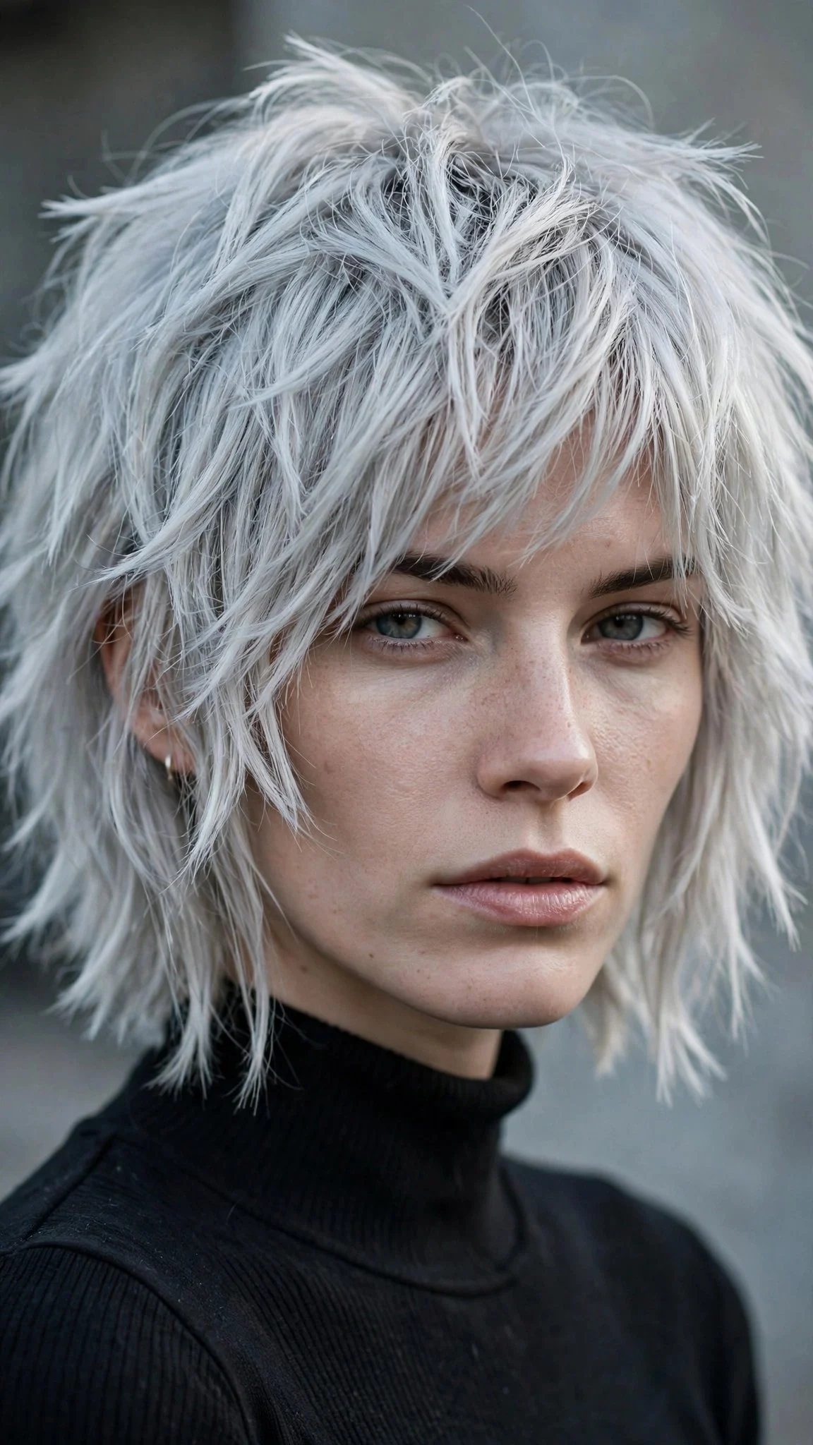 Silver Blonde Shaggy Bob