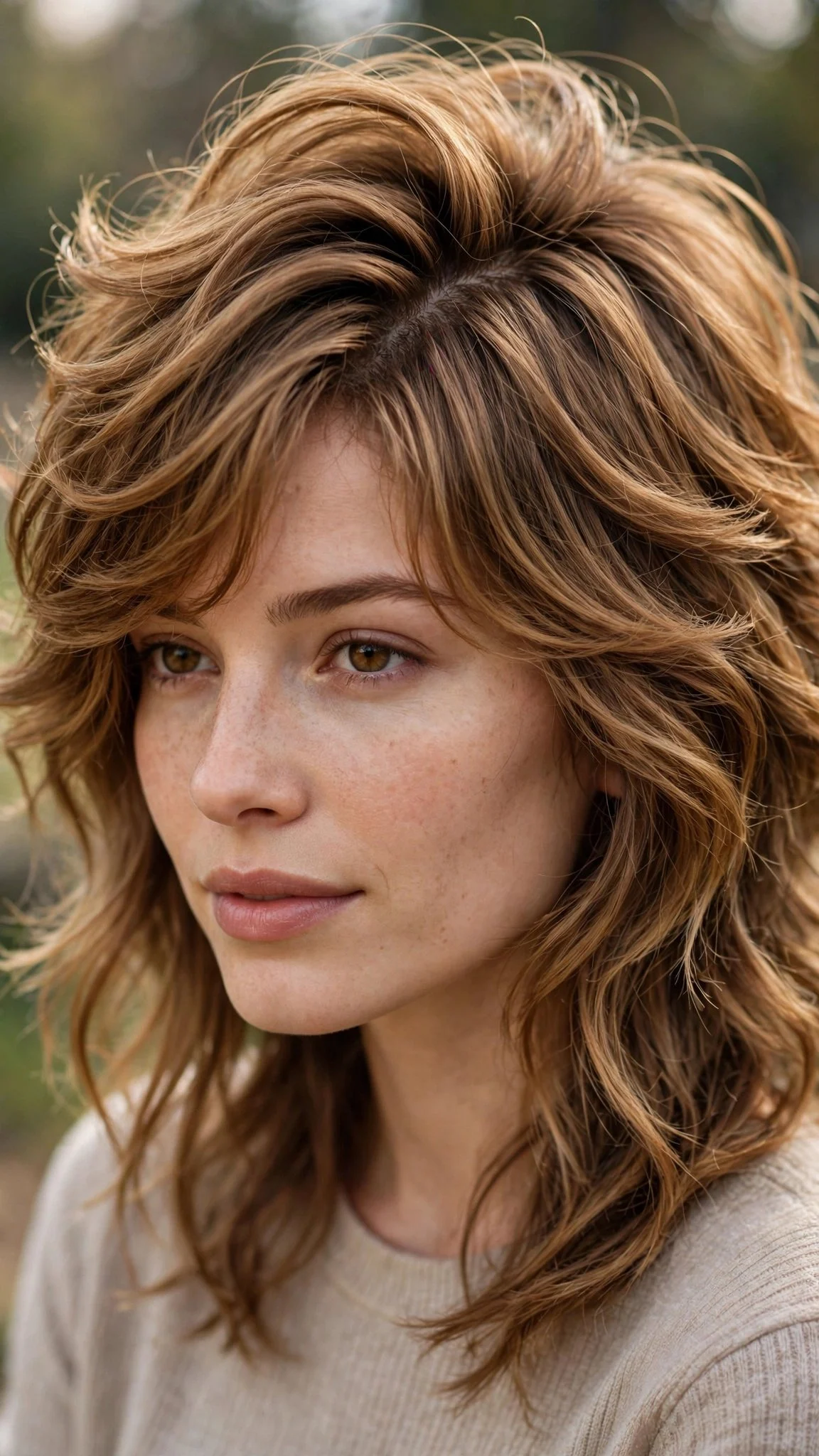 Soft Wavy Wolf with Side Part