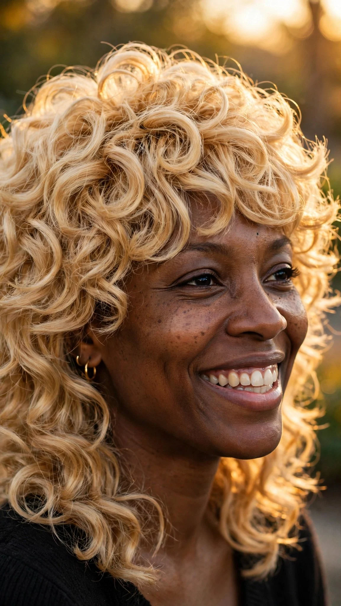 Warm Butter Blonde Shag with Curls