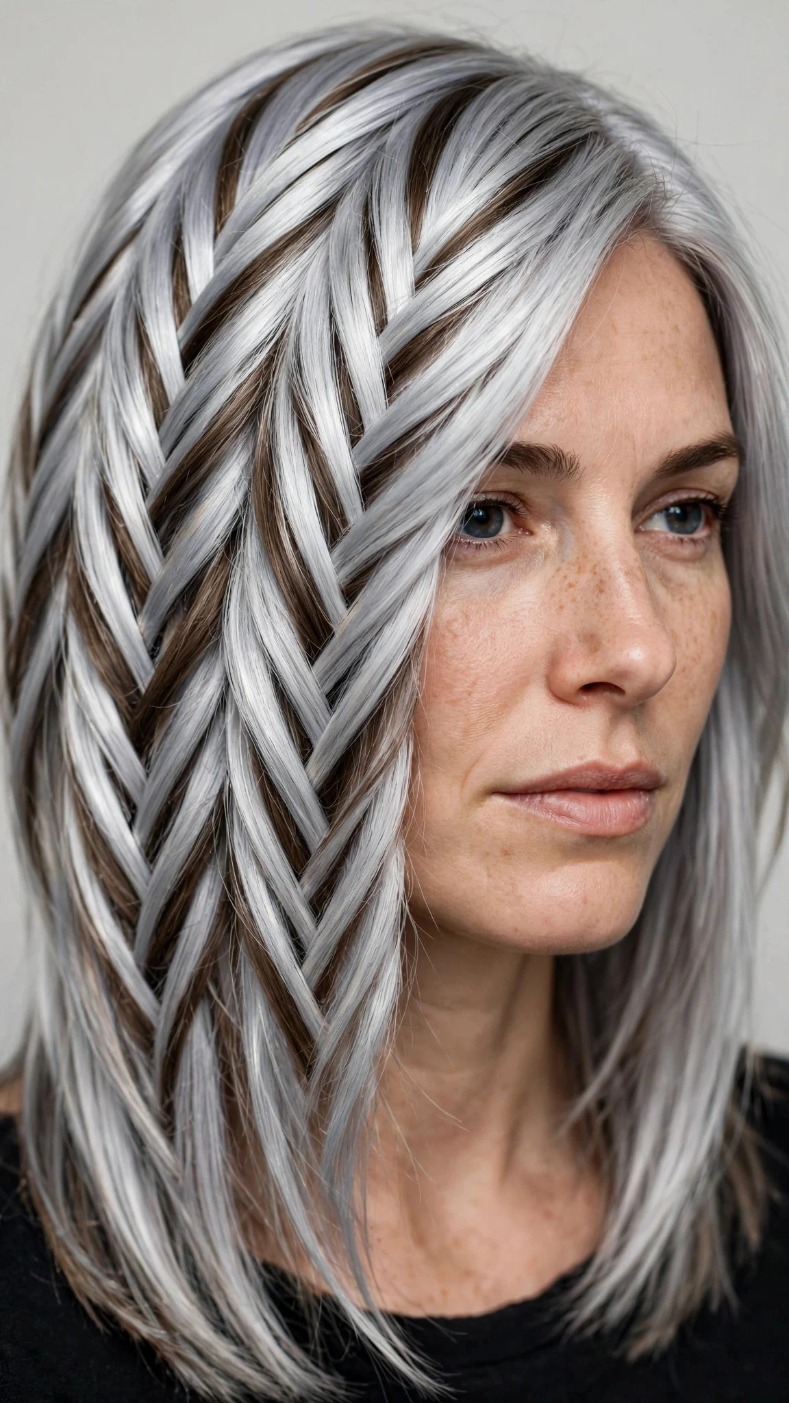 Titanium Silver With Bark Brown Ribbons