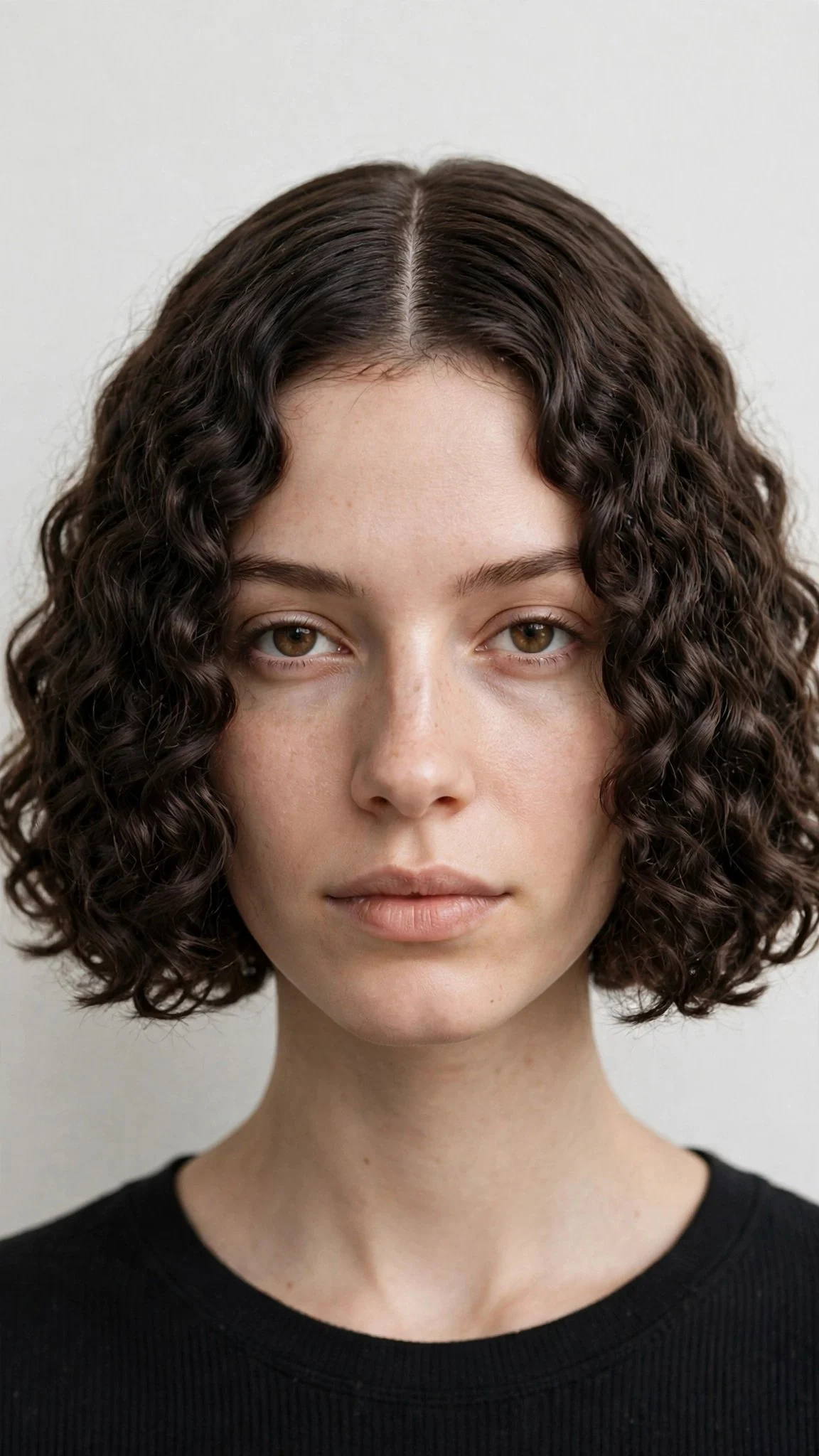 Curly Blunt Bob With Center Part