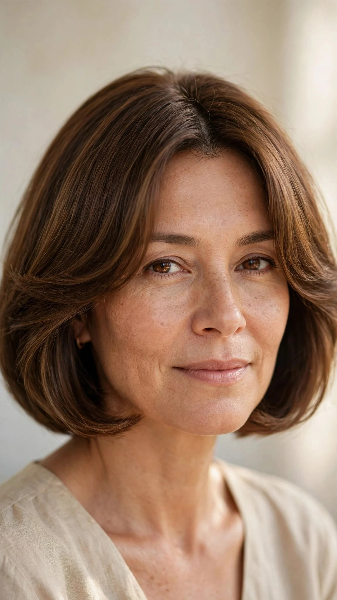 Classic Bob With Curtain-Swept Fringe