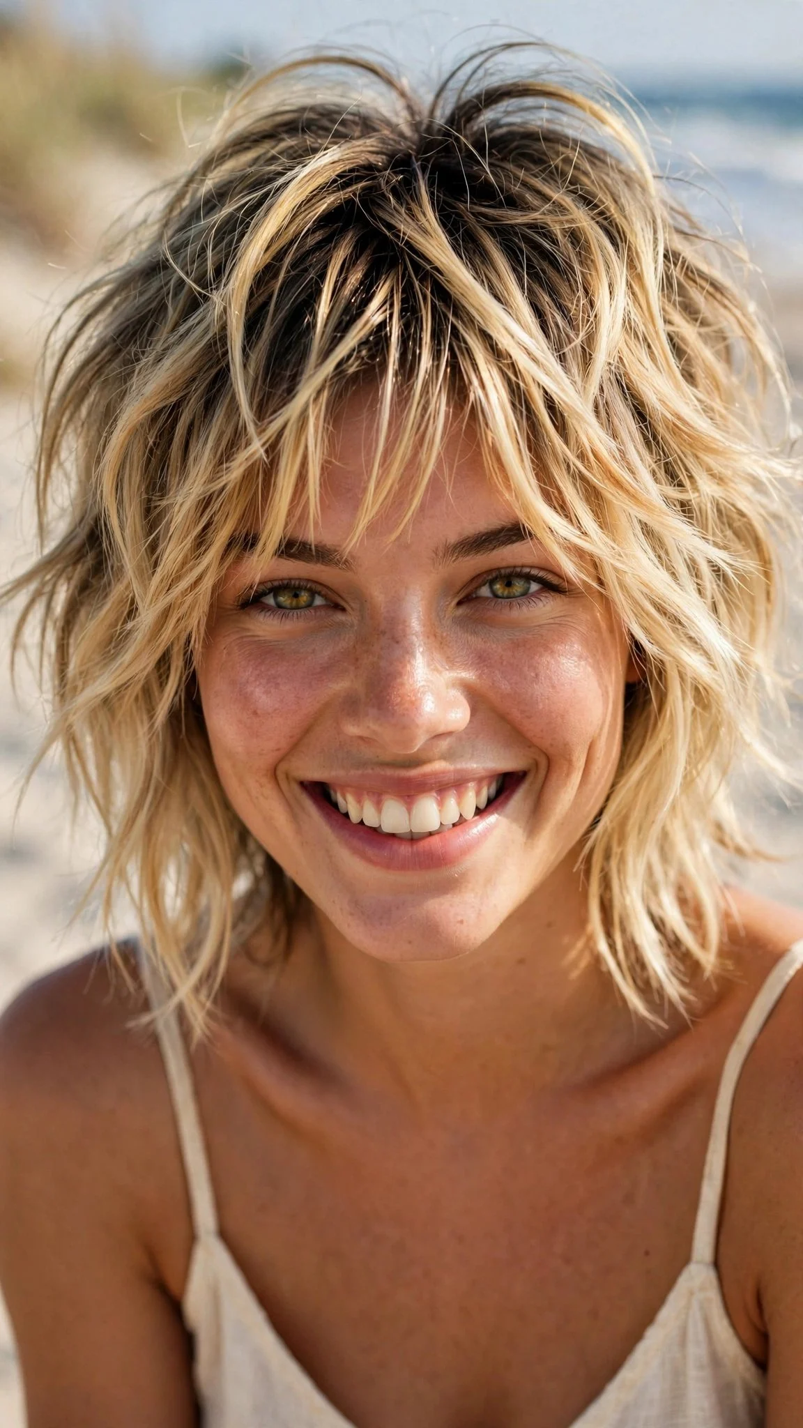 Sun-Kissed Blonde Textured Shag